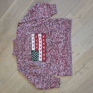 Vintage Eagle Eye Sweater Women's Large Holiday Christmas Embroidered Flag Knit